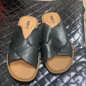 Born Black and Tan Leather Women's Sandals